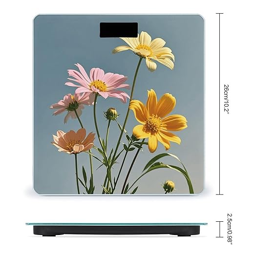 Beautiful Flowers Smart Scale for Body Weight Accurate Bathroom Scale with LED Display Digital Weight Scales Weighing Machine High Precision Scales for Bath Home