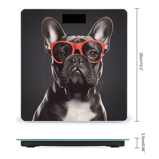 French Bulldog Weight Scale for Body Weight Digital Bathroom Scale High Capacity Accurate Digital Weighing Scales and Easy-to-Read on Backlit LCD Display Scales