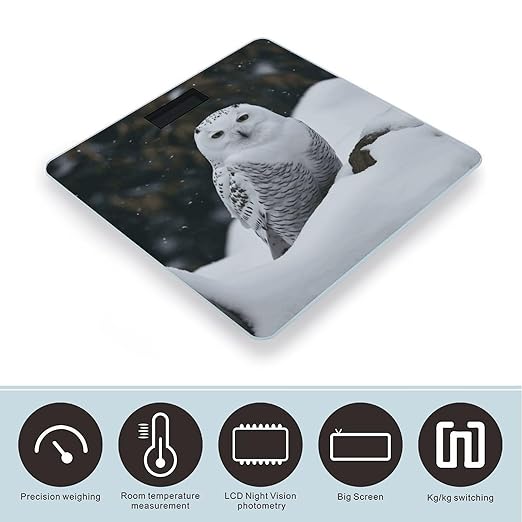 Snow Owl Bathroom Scale Large LCD Backlight Display Digital Scale Rounded Corners Body Scales Automatic Power On/Off Bathroom Scales for Home Bedrooms