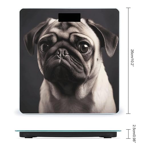 PugScale for Body Weight with LCD High Precision Weighing Scales Fashion Sturdy Tempered Glass Weight Scales Easy-to-Read Digital Bathroom Scale for Daily 400lb