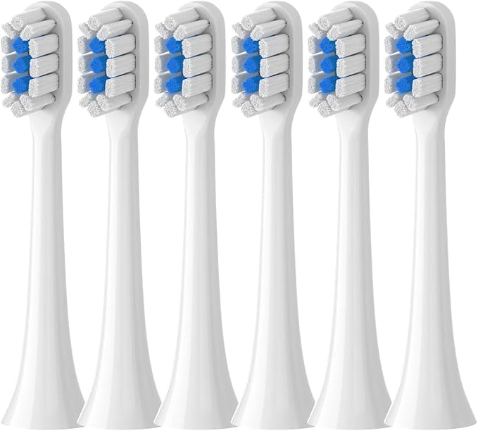 Replacement Brush HeadsCompatible for Xiaomi Mijia T301 T302 T501 /501CSonic Electric Toothbrush Head Soft Bristle Nozzles(T301-302-WH-6Pcs)
