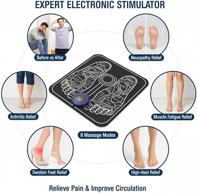 Health Expert Electronic Stimulator and Powered Muscle Stimulation for Pain Relief EMS Foot Massager