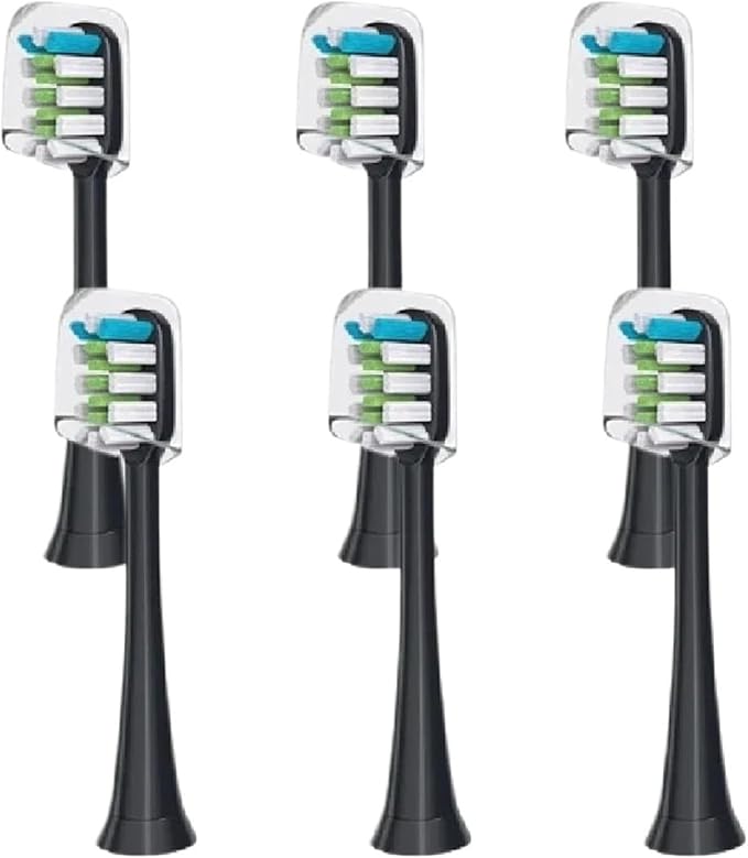 6PCS Compatible for Xiaomi SOOCAS X3 X5 X3U X1 V1 V2 Replacement Head Bristle Sonic Electric Nozzles with Anti-dust Cap(6PCS Black)