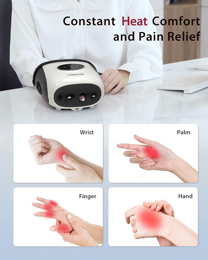 CINCOM Hand Massager with Heat and Compression Finger and Palm Massage Machine for Pain Relief Arthritis and Improved Circulation Gifts for Women (Crow)