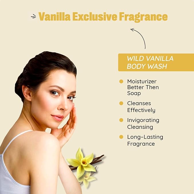 The Bath Store Wild Vanilla Body Wash Shower Gel | Body Wash for Men &amp Women - All Skin Types | Liquid Soap for Bath for a Clean &amp Fresh Skin | No Sulphates &amp Parabens - 300ml