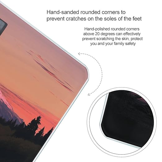 Sunset Landscape Mountains Lake Bathroom Scale for Body Weight Bathroom Weighing Scale with Backlit LCD Display Highly Accurate Measures Weight Up to 180kg