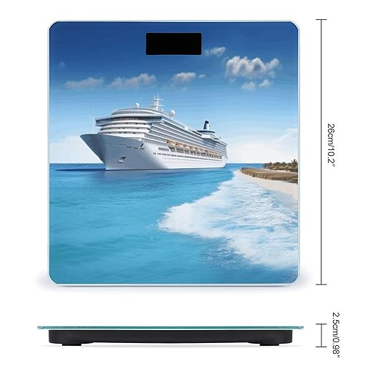 Seaside Cruise Ship Weight ScaleClear LED Display Bathroom Digital Weighing ScaleTempered Glass Digital Bathroom Scale for Body Weight Capacity Up to 400 Lbs