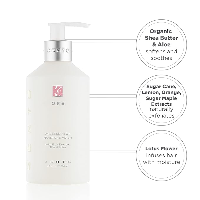 Zents Hand &amp Body Wash (Ore Fragrance) | Hydrating Anti-Aging Cleanser with Organic Shea Butter &amp Aloe for Dry Skin | Gentle &amp Nourishing | 10 fl oz