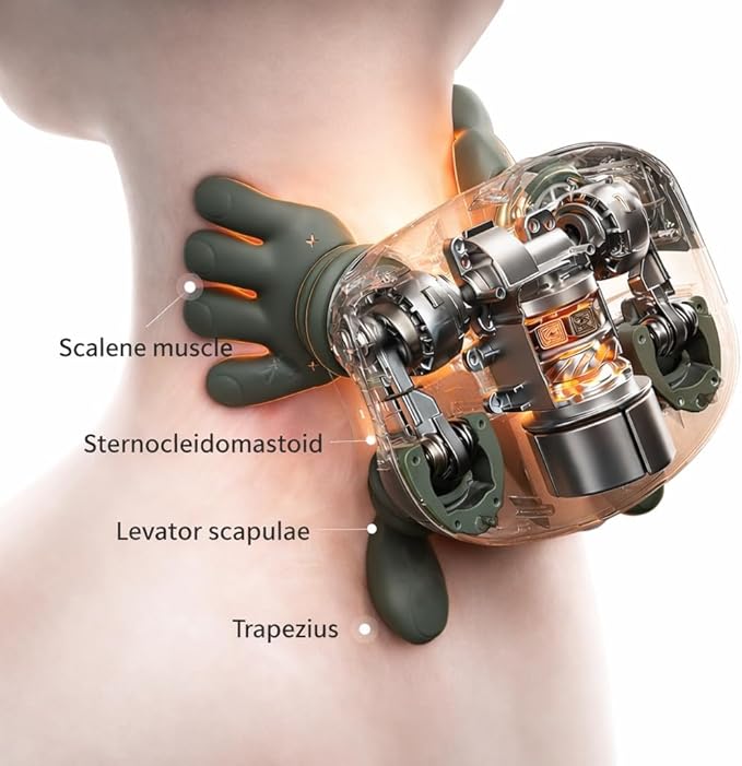 Heated Neck and Shoulder Massager with Finger-Like Kneading Nodes Deep Tissue Massage for Shoulder &amp Back Muscle Tension Green
