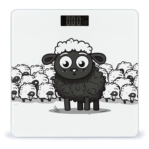 Cartoon Black White Sheep Bathroom ScaleHighly Accurate Digital Weighing Machine for People Bright LED Display Weight Scale for The Aldult Home Use