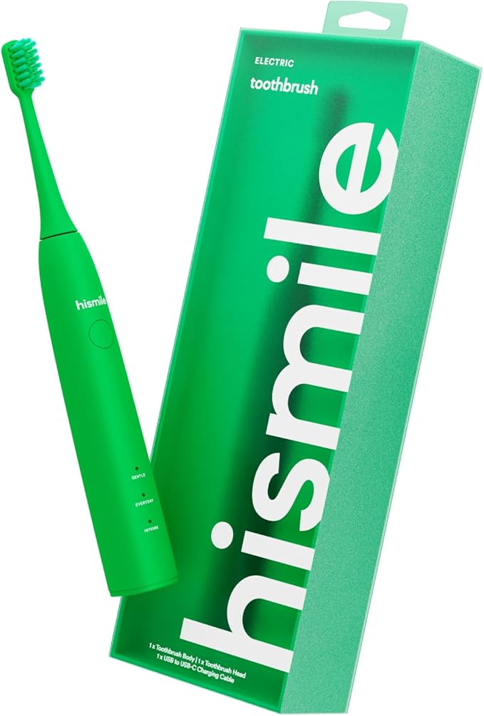 HISMILE Electric Toothbrush 3 Brushing Modes Smart Timer Rechargeable Electric Tooth Brush for Adults and Children Soft-Tapered Bristles Mode Memory (Bright Green)