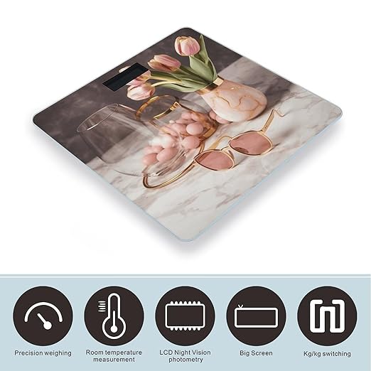 Glasses on Table Scale for Body Weight Sturdy Tempered Glass Weighing Scales with LCD Display Accurate Digital Bathroom Scale Convenient Body Fat Smart Scales 400lb