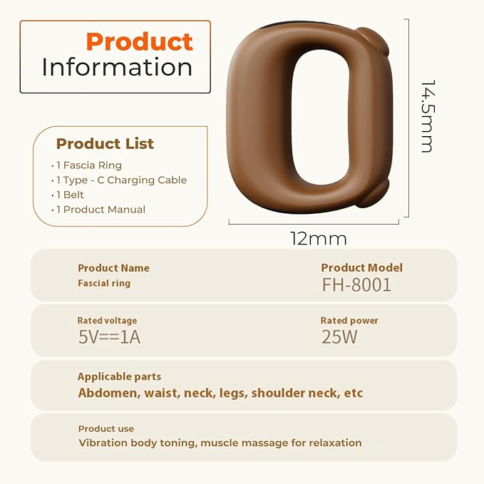 Deep Tissue Percussion Muscle Massage Gun: with Heat Adjustable Intensity and Speed Super Quiet USB-C Rechargeable Portable Pain Relief for Athletes and Everyone Ideal Gift（Brown）