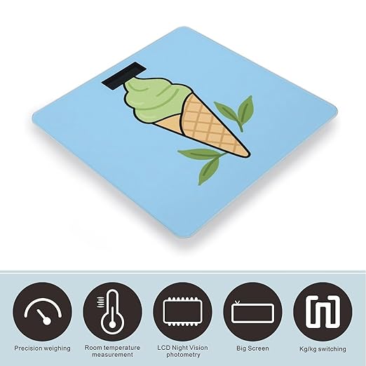 Ice Cream Cone Weight Scale Large Digital Bathroom Scales with Bright LED Display Non Slip Digital Scale and Step On Fashion Weighing Machine for Body