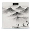Ink Painting Landscape Weight Scale Large Digital Bathroom Scales with Bright LED Display Non Slip Digital Scale and Step On Fashion Weighing Machine for Body