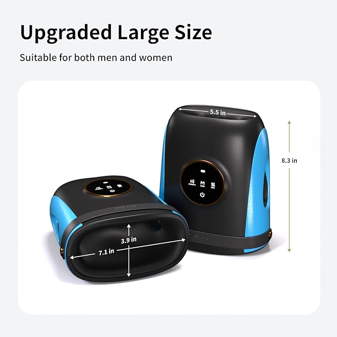 FIT KING Cordless Hand Massager with Compression &amp Heating Fingers Wrap Massage for Arthritis Pain and Carpal Tunnel Large Space for Both Men and Women (Blue)