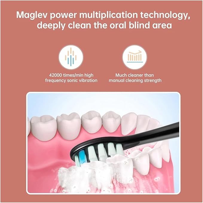 Compatible for Ultrasonic Electric Toothbrush Wireless Charging IPX7 Waterproof Replacement Heads Whitening Teeth Timer Smart 6 Brush