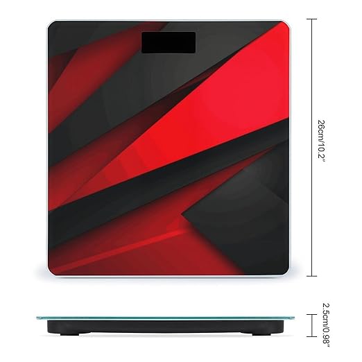 Red Black Weight ScaleClear LED Display Bathroom Digital Weighing ScaleTempered Glass Digital Bathroom Scale for Body Weight Capacity Up to 400 Lbs