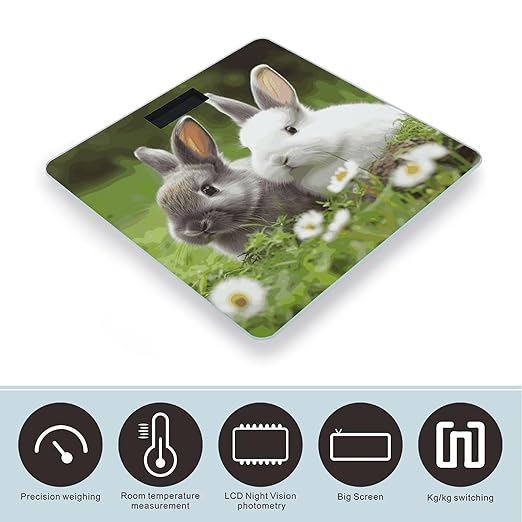 Two Little Cute Rabbits Bathroom ScaleHighly Accurate Digital Weighing Machine for People Bright LED Display Weight Scale for The Aldult Home Use