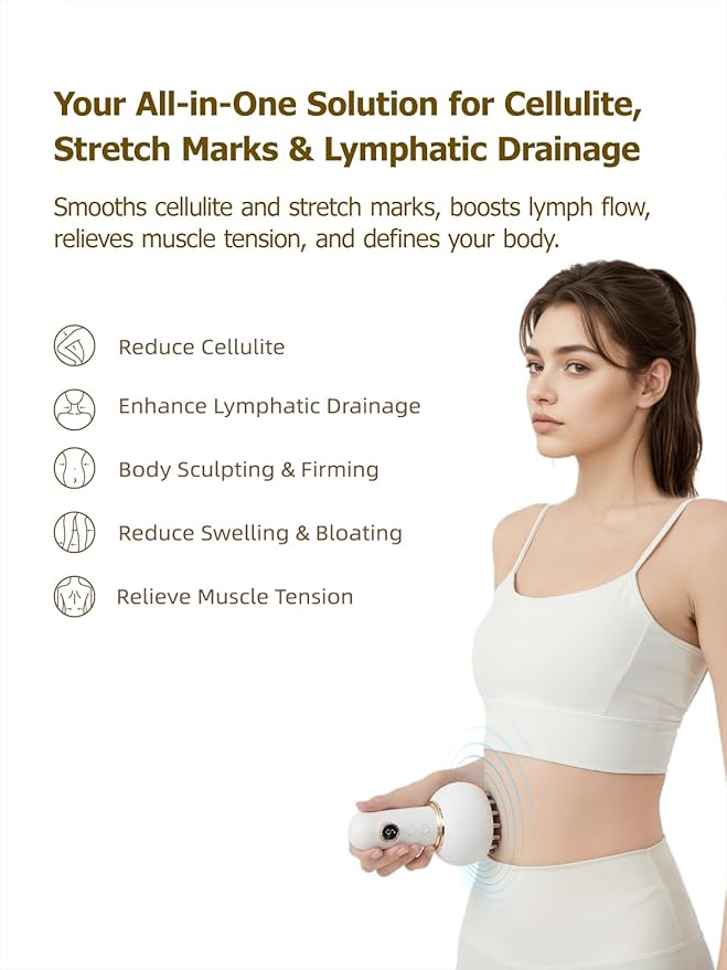 Lymphatic Drainage Massager &amp Anti Cellulite Massage Tool Helps Reduce Stretch Marks &amp Cellulite for Legs Arms &amp Belly Body Sculpting Machine with Microcurrent Light Heat &amp Vibra