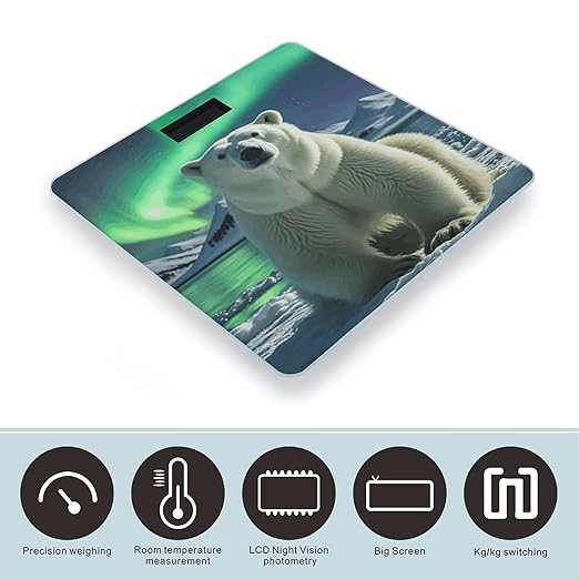 Northern Lights Polar Bear Scale for Body Weight Smart Scales Digital Bathroom Scale High Precision Weighing Scales with Large Display Weighing Machine for People