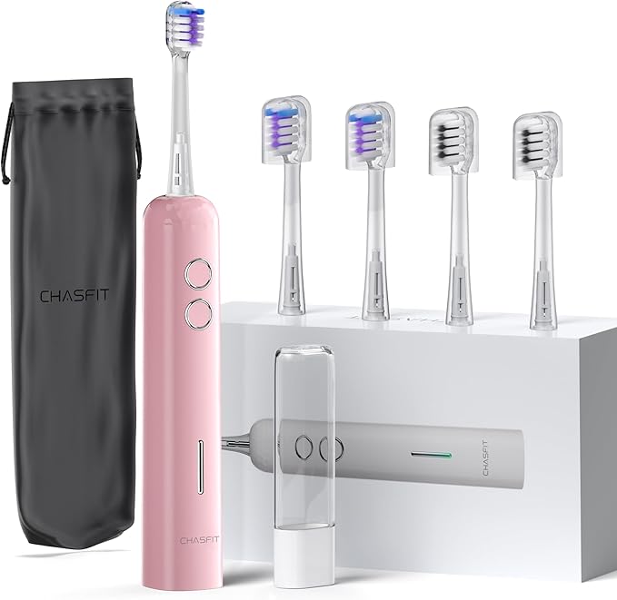 Electric Toothbrush for AdultsWave Oscillation &amp Vibration Sonic Tooth BrushBASS-Brushing Technique Travel Rechargeable Toothbrushes with 4 Soft Bristle Replace HeadsGifts for Men Women