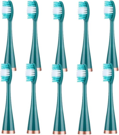 10pcs Replacement Brush Heads Compatible For Sonic Electric Teeth Whitening Device Teeth Cleaner Remove(Green)