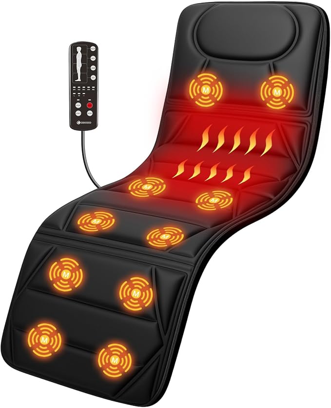 CooCoCo Full Body Massage Mat with Heat Back Massager for Sofa Bed Birthday Gifts for Mom Dad Women Men 10 Motors Vibrating Massaging Mattress Massage Pad Back Massage for Husband Wife