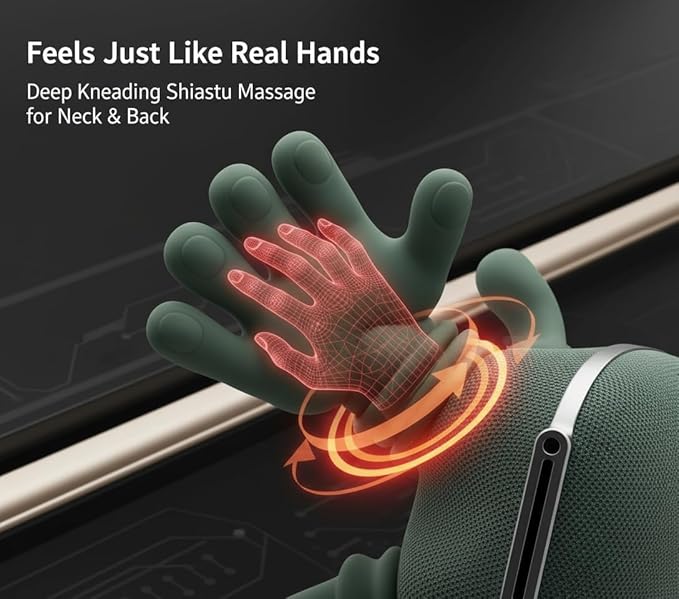 Shiatsu Neck Massager with Heat for Pain Relief Deep Tissue 2026 Upgraded 4D Back Shoulder Kneading Massage Pillow Body Muscle Relaxation Tool Gifts for Mom and Dad