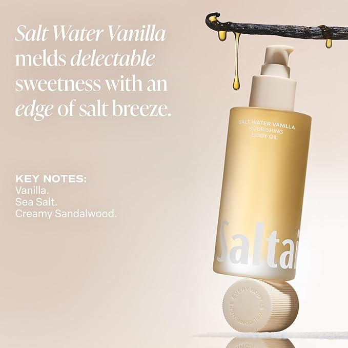 Saltair Body Oil and 2-Pack Body Wash Set – Moisturizing Cleanser and After-Shower Skincare Duo – Salt Water Vanilla Scent