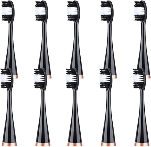 10pcs Replacement Brush Heads Compatible For Sonic Electric Teeth Whitening Device Teeth Cleaner Remove(Black)