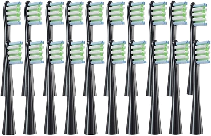 20PCS Replacement Brush Heads Compatible for Flow/X PRO Elite/X/One/Z1/F1Electric ToothbrushVacuum Sealed Bristle(20 pcs Black)