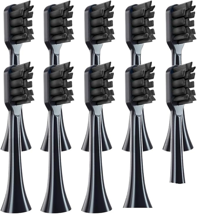 10 Pieces of Toothbrush Heads Compatible with APIYOO G7/P7/Y8/T9/T10/T6S/T7S/A7/SUP/MOLE Replacement Brush with Soft Bristles(10PCS Black)