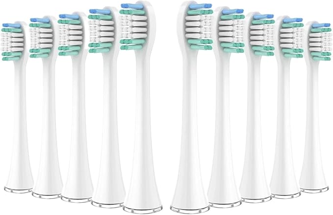 10pcs Replacement Toothbrush Heads Compatible for Aquasonic Black Series Pro Vibe Duo Refill Nylon Bristles(10pcs White)