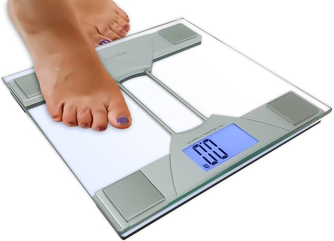 Red Rock Personal Body Weigh Scale Made with Tempered Glass Large Blue Backlight LCD