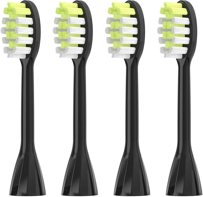 4Pack Replacement Toothbrush Heads Compatible with Ph One Soni Care Electric Head HY1100 HY1200 BH1022(Black)