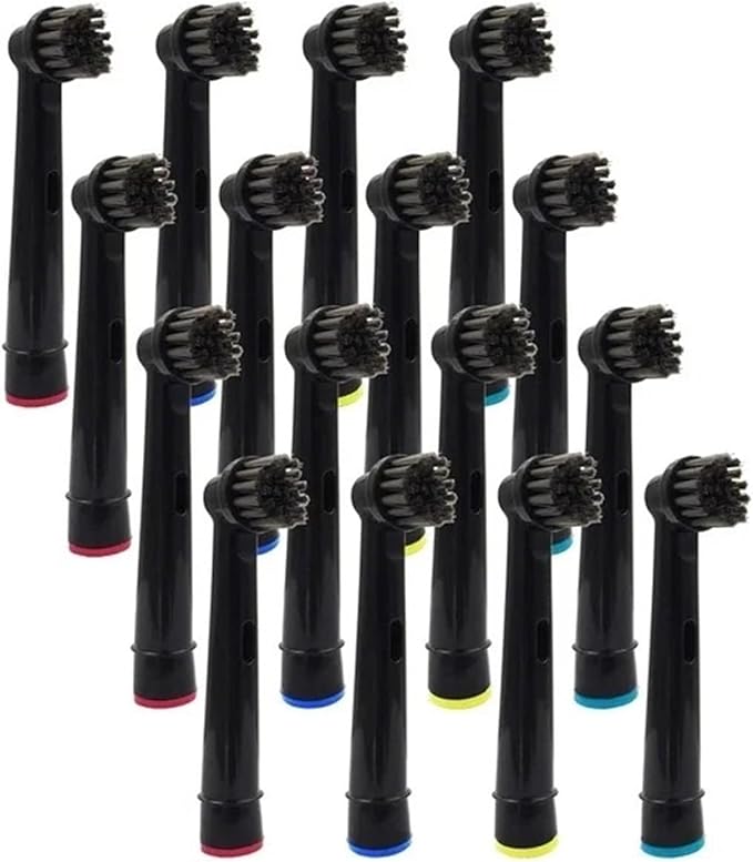 Black Bamboo Charcoal Brush Heads Compatible for Oral B Electric Toothbrush Advance Power/Pro Health/Triumph/3D Excel/Vitality Precision(16pcs Black)