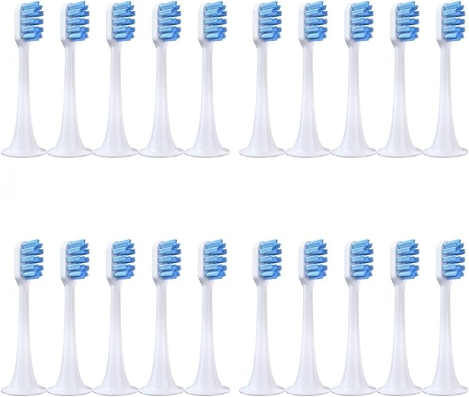 20pcsCompatible for XIAOMI MIJIA T300 T500 Sonic Toothbrush Heads Teethbrush Replacement(20pcs Blue-Soft)