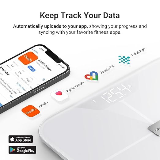iHealth Nexus Smart Scale for Body Weight Bluetooth Digital Bathroom Scale Body Fat and Muscle Body Composition Monitor Health Analyzer for BMI Compatible for iOS &amp Android Accurate to 0.1lb-Whi