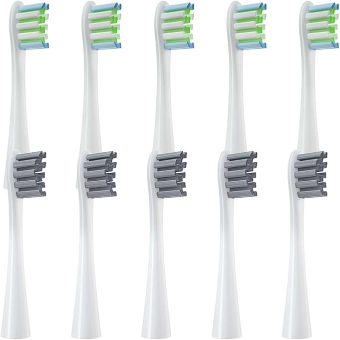 10 Pcs Replacement Brush Heads Compatible for X/X PRO/ Z1/ F1/ One/Air 2 /SE Toothbrush Soft Bristle Nozzles Refill(5White5Greay)