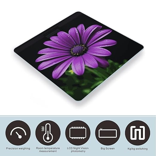 Purple Daisy Bathroom ScaleHighly Accurate Digital Weighing Machine for People Bright LED Display Weight Scale for The Aldult Home Use