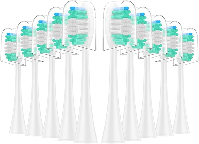 10 Pieces Large Brush Head Crescent-Shaped Bristles Compatible for Aquasonic Series Electric Toothbrush Soft Bristle Deep Clean Teeth(White)