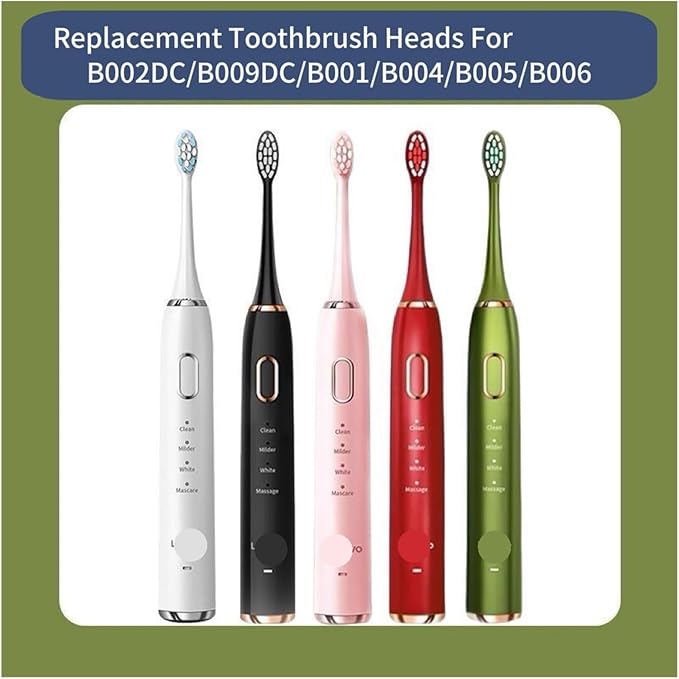 16pcs Replacement Toothbrush HeadsCompatible for B002DC/B009DC/B001/B004/B005/B006(16pcs White)