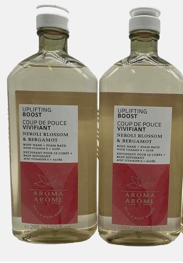 2 bath &amp body Aromatherapy Uplifting BOOST NEROLI BLOSSOM Bergamot BODY WASH + FOAM 10 oz