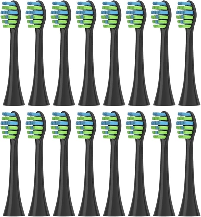 Replacement Brush Heads Compatible for 7AM2M AM101/AM105 Sonic Electric Toothbrush Vacuum Soft Bristle Nozzles8/16PCS(16pcs Black)