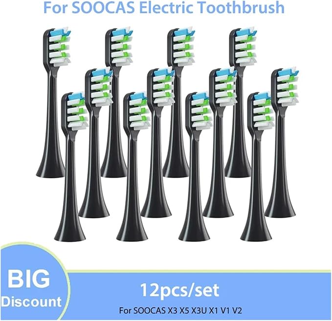 Compatible for 12pcs Replacement Brush Heads for X3 X5 X3U X1 V1 V2 Head with(6pink 6black)
