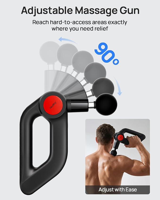 Massage Gun Deep Tissue with Heat Therapy 12mm Amplitude Muscle Massager for Athletes 5 Speeds &amp 4 Modes Massager Gun for Neck Back Shoulder Leg Pain Relief - Perfect for Men Black