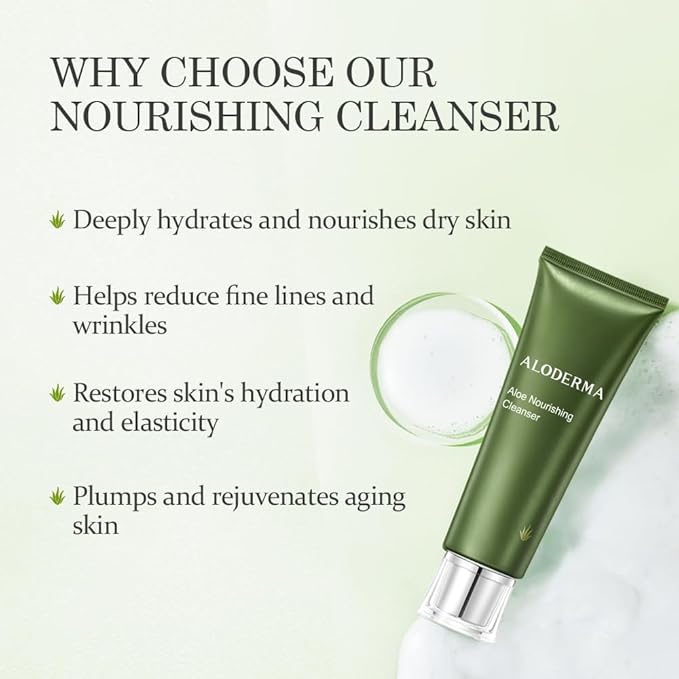 Aloderma Aloe Shower Set 3 pcs - Body Wash Nourishing Shampoo Nourishing Face Cleanser - Hydrating Moisturizing
