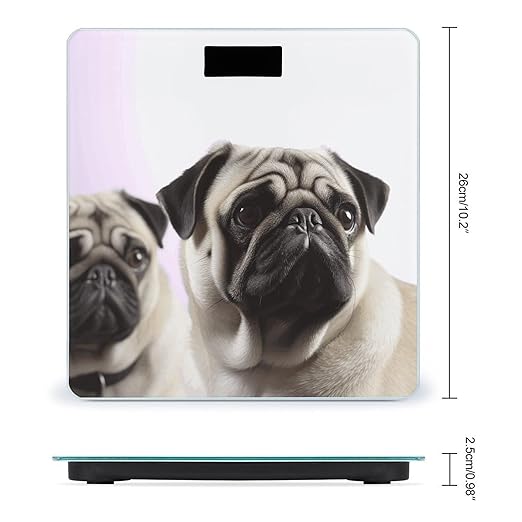 Pug DogScale for Body Weight with LCD High Precision Weighing Scales Fashion Sturdy Tempered Glass Weight Scales Easy-to-Read Digital Bathroom Scale for Daily 400lb