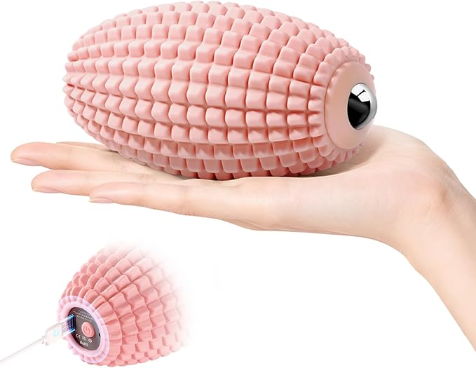 Vibrating Massage Ball for Muscle Recovery Silicone Myofascial Massage Ball Plantar Fasciitis ReliefHip &amp Psoas Release Deep Tissue &amp Trigger Point Roller for Neck Back Foot (Pink)